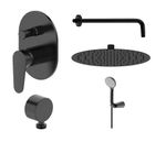 Baños-Pack-Ducha-Fija-con-Mezclador-y-Soporte-de-Ducha-Negro-Mate