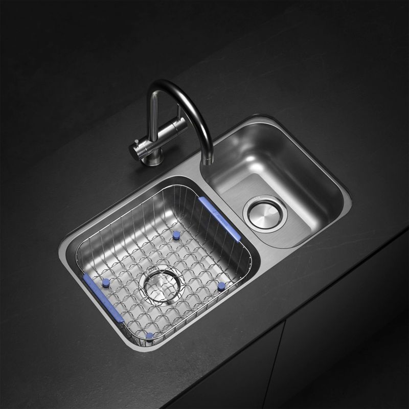 Cocina-Lavaplatos-Doble-R37-Rectangular-Bajo-Cubierta-con-Rebalse-Cromado