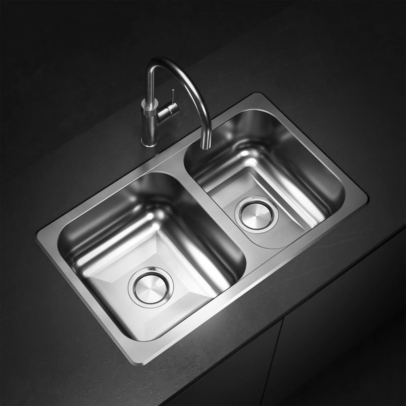 Cocina-Lavaplatos-Doble-R63-Rectangular-Bajo-Cubierta-con-Rebalse-Cromado