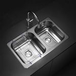 Cocina-Lavaplatos-Doble-R63-Rectangular-Bajo-Cubierta-con-Rebalse-Cromado