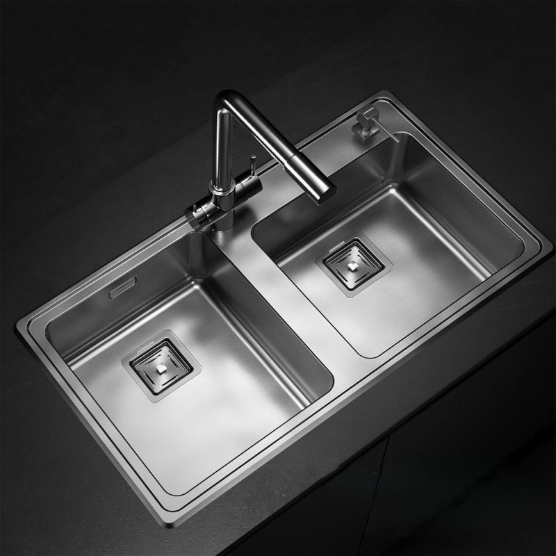 Cocina-Lavaplatos-Doble-Quadra-Q085A-Rectangular-con-Rebalse-Cromado
