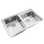 Cocina-Lavaplatos-Doble-Quadra-Q085A-Rectangular-con-Rebalse-Cromado