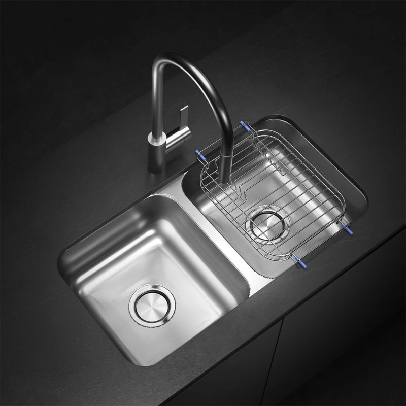 Cocina-Lavaplatos-Doble-C37-Rectangular-Bajo-Cubierta-con-Rebalse-Cromado