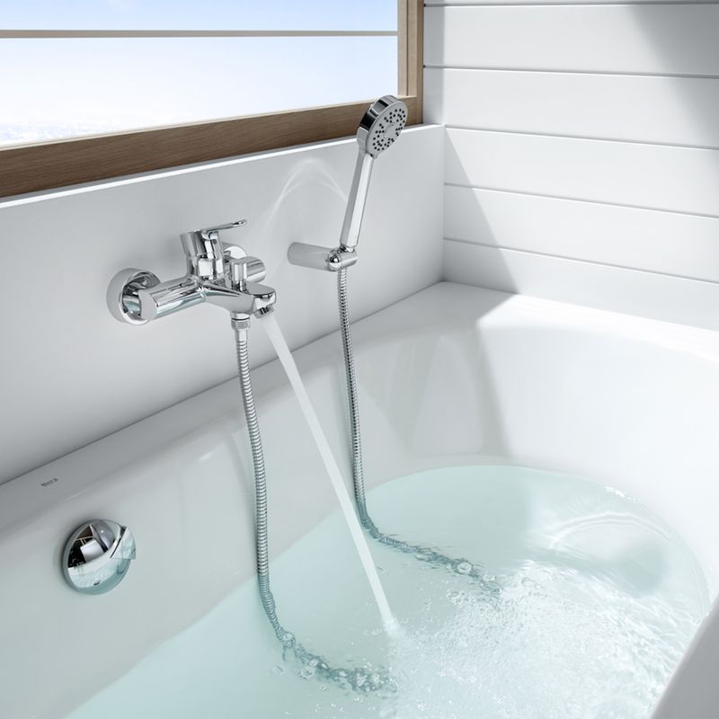 Grifería Ducha Tina L20 Expuesta C/Ducha Fono, Flexible, Soporte A5a0109c02  Cromo