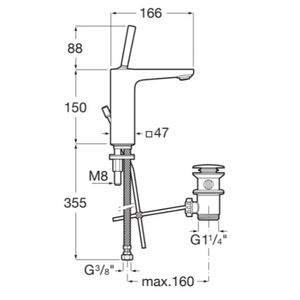 Grifería Monomando de Lavamanos Pals Cromada 166x47x238 mm