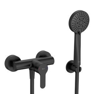 Mezclador Monomando Expuesto con Set de Ducha 1 Vía L20 Negro Mate 130x217x68 mm