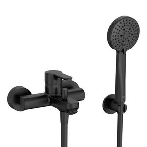Mezclador Monomando Expuesto con Set de Ducha 2 Vías L20 Negro Mate 169x218x68 mm