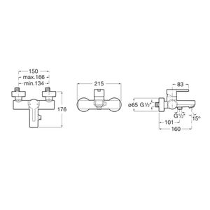Griferia de Tina Expuesta Naia Negro Titanio 176x215x65 mm