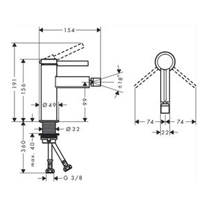 Griferia Bide Finoris con Desagüe 76200670 Negro Mate