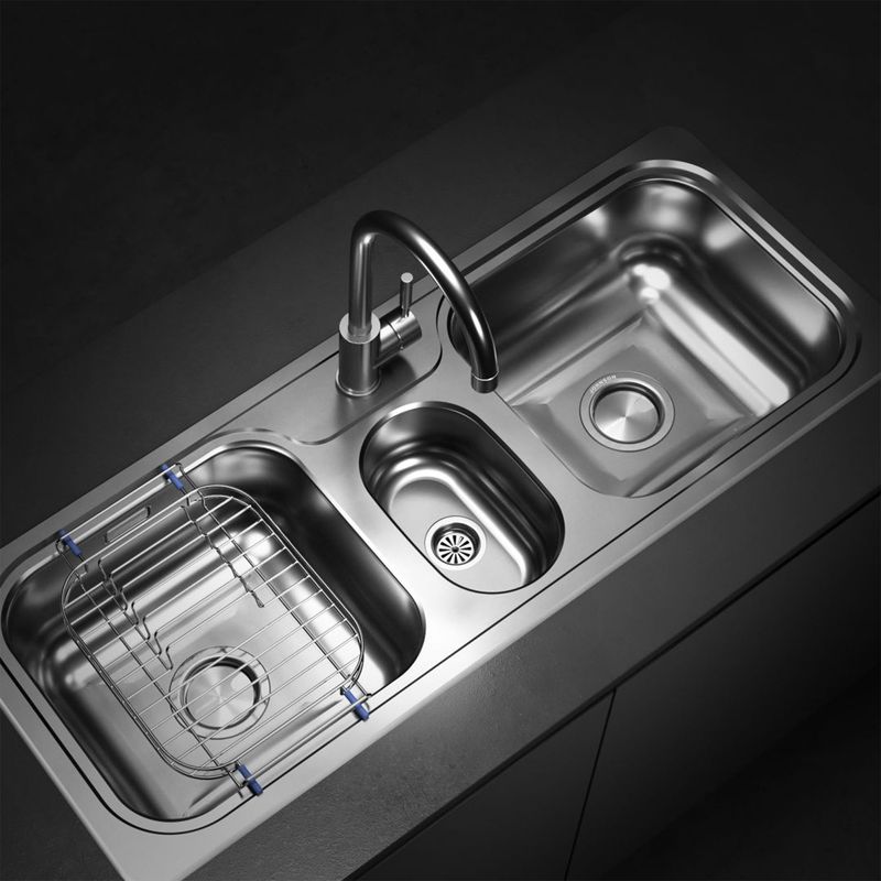 Cocina-Lavaplatos-Triple-Hydra-J107-Sobre-y-Bajo-Cubierta-con-Rebalse-Cromado