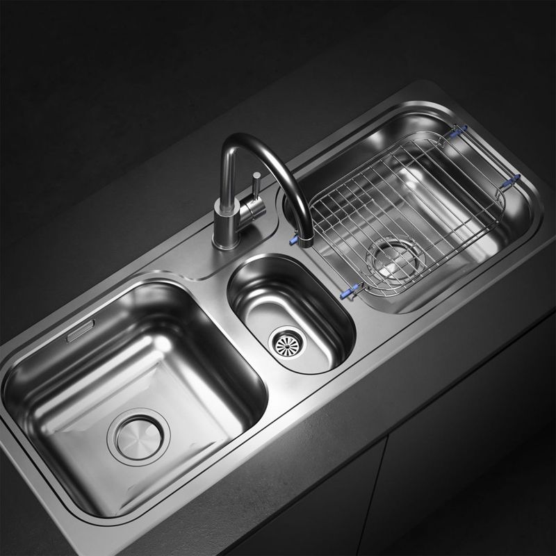 Cocina-Lavaplatos-Triple-Hydra-J107-Sobre-y-Bajo-Cubierta-con-Rebalse-Cromado