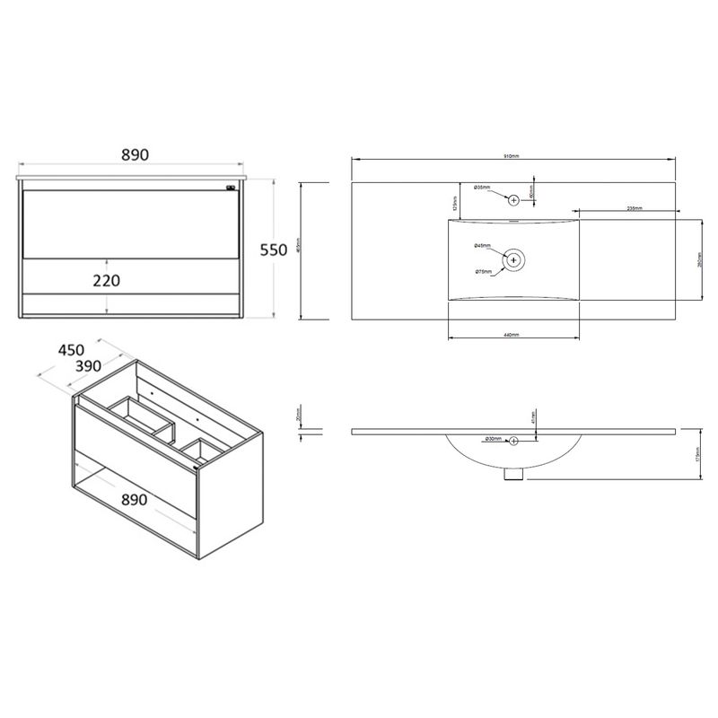 Baños-Mueble-King-Simple-900-1-Cajon-Y-Repisa-Softclose-Rovere-C-Lavamanos