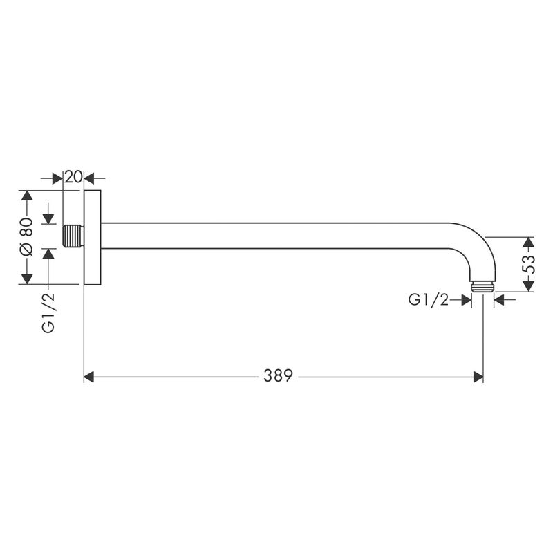 Baños-Brazo-de-Ducha-Mural-Hansgrohe-Negro-Mate-389mm