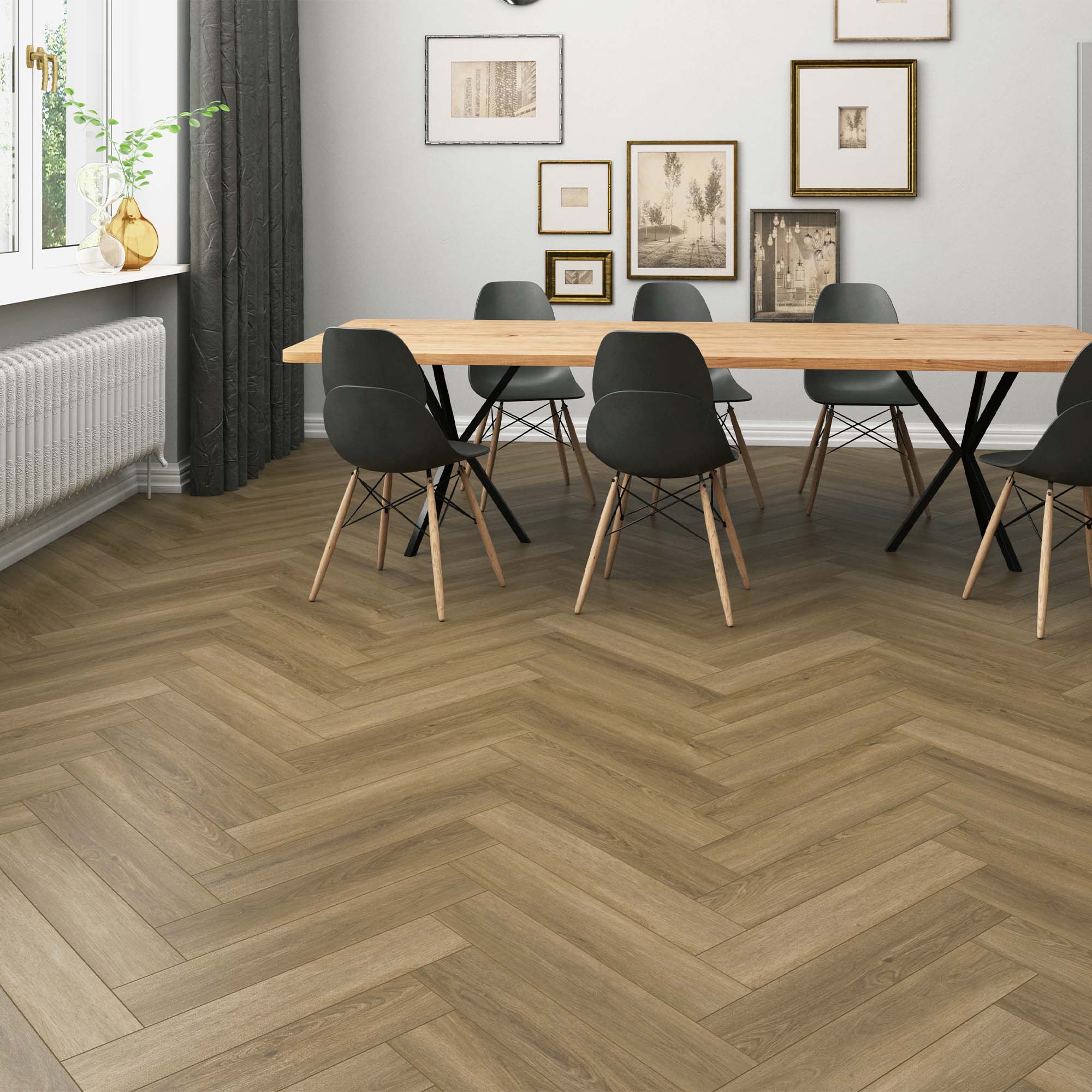 Piso Vinílico SPC Naturtrend Chevron Light Brown 142x710x5 m