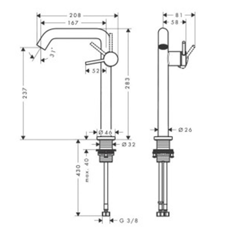 Baños-Griferia-Lavamanos-Tecturis-S-Alta-24-cm-Coolstart-C-Desague-73370000-Cromo