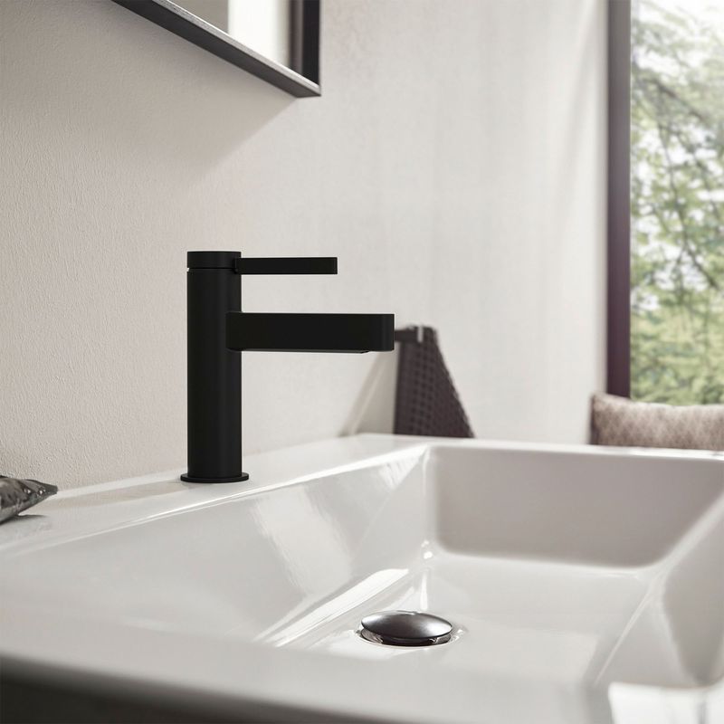 Baños-Griferia-de-Lavamanos-Finoris-con-Desague-Negro-Mate--110-mm