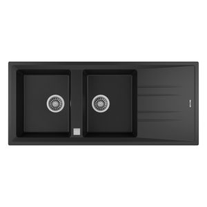 Lavaplatos de Granito Stone 2 Cubetas 1 Escurridor Negro 1160x510 mm