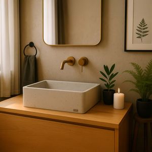 Lavamanos Valencia Sobre Cubierta Cuadrado Blanco Mate 370x120x370 mm