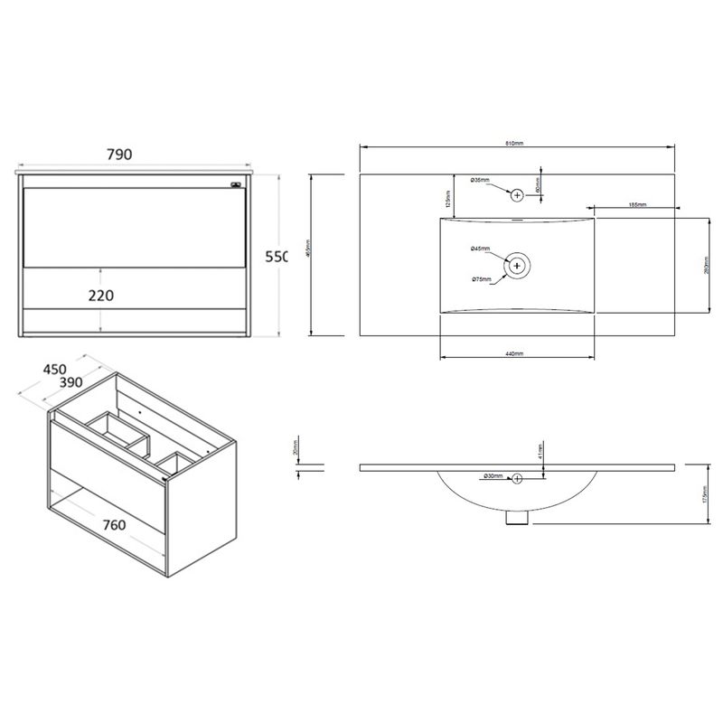 Baños-Mueble-de-Baño-King-Simple-800-1-Cajon-y-Repisa-Softclose-Plomo-con-Lavamanos