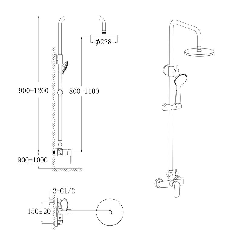 Baños-Columna-Ducha-Urban-25-Cm-Antique-Bronze