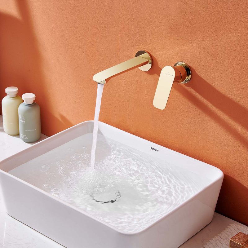 Baños-Griferia-Lavamanos-Urban-Muro-18-Cm-sin-Desague-Dorado
