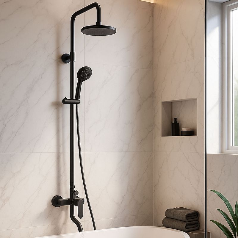 Baños-Columna-Tina-Urban-N-Con-Set-Soporte-Ducha-Negro-Mate