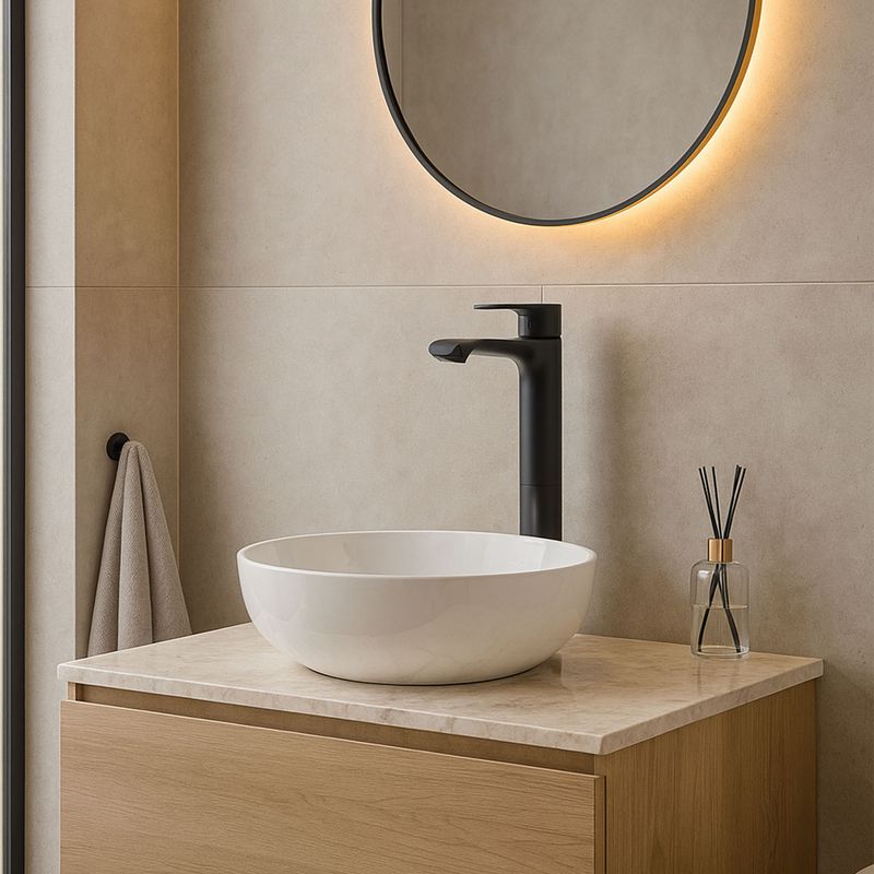 Baños-Griferia-Lavamanos-Urban-N-22-Cm-sin-Desague-Negro-Mate