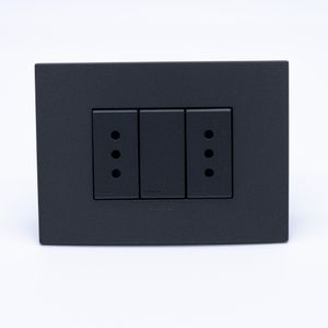 Placa Armada S44 Carbón Tomacorriente Doble 10A 125x45 mm