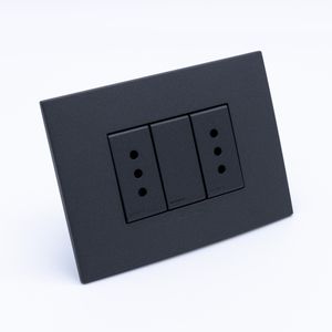 Placa Armada S44 Carbón Tomacorriente Doble 10A 125x45 mm