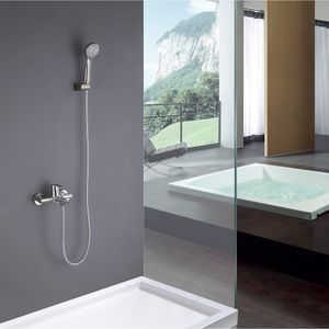 Grifería Ducha Tina New home Expuesta C/Ducha Fono, Flexible, Soporte Brushed