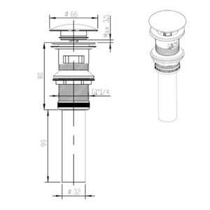 Desague Urban Click 1 1/4  sin Rebalse Gun Grey