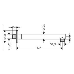 Brazo Ducha Muro Vernis Blend 240 mm 27809000 Cromada