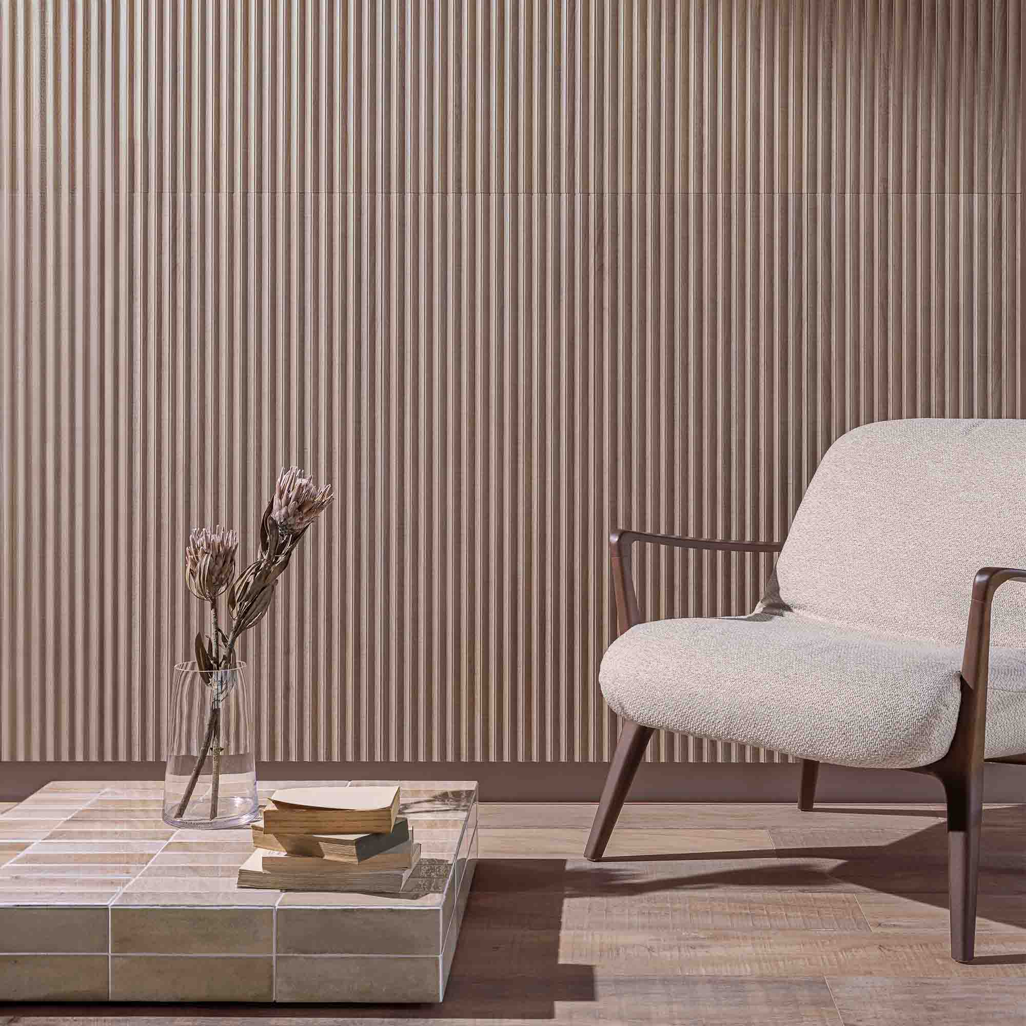 Cerámica Muro Arca Tropical Graffi Café Oscuro Mate 45x120 c