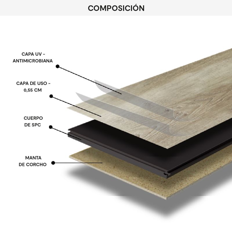 Piso Vinílico SPC Savage Natural 230X1842x6.5 mm | mK.cl