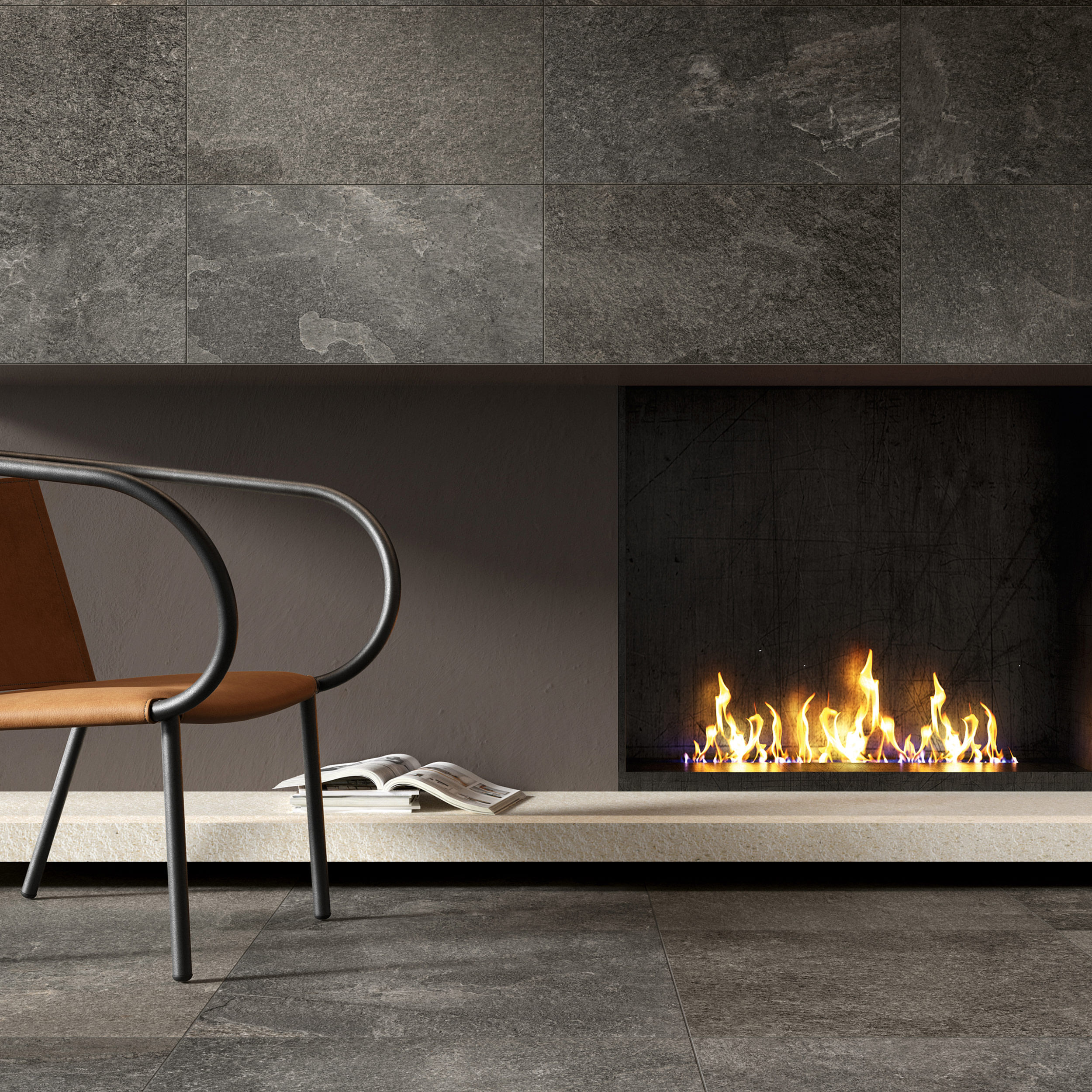Porcelanato Kavastone Black Natural Mate Antideslizante 45x90 cm